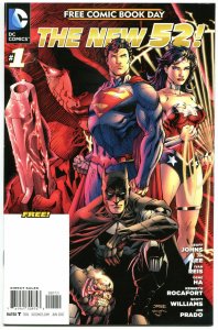 The NEW 52 #1, NM-, FCBD, Wonder Woman, Batman, Superman, Jim Lee, Gena Ha,2012