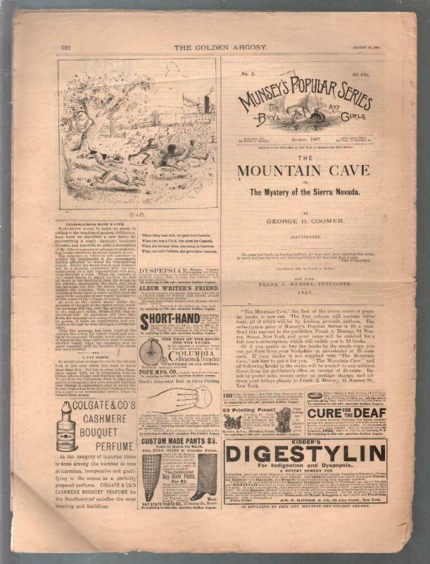 Golden Argosy #245 8/13/1887-Munsey-Argosy precursor-Oliver Optic-FR/G
