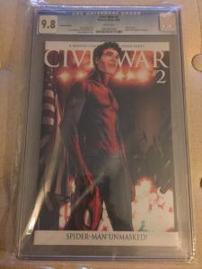 Civil War # 2 CGC 9.8 NM/MT Variant Marvel Comic Book Spider-Man Unmasked Key