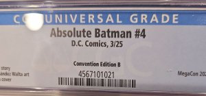 Absolute Batman #4 Mico Suayan Convention Exclusive Virgin Variant Cover CGC 9.6