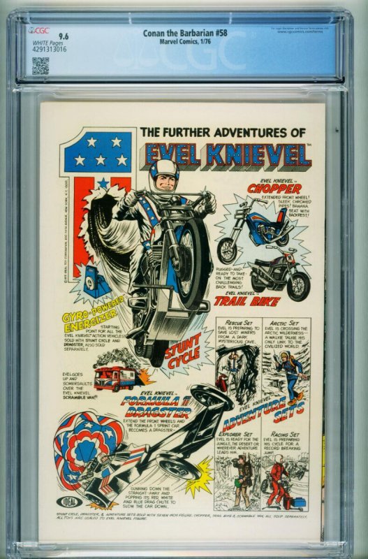 Conan The Barbarian #58  1976 - Marvel -CGC 9.6 - Comic Book-4291313016