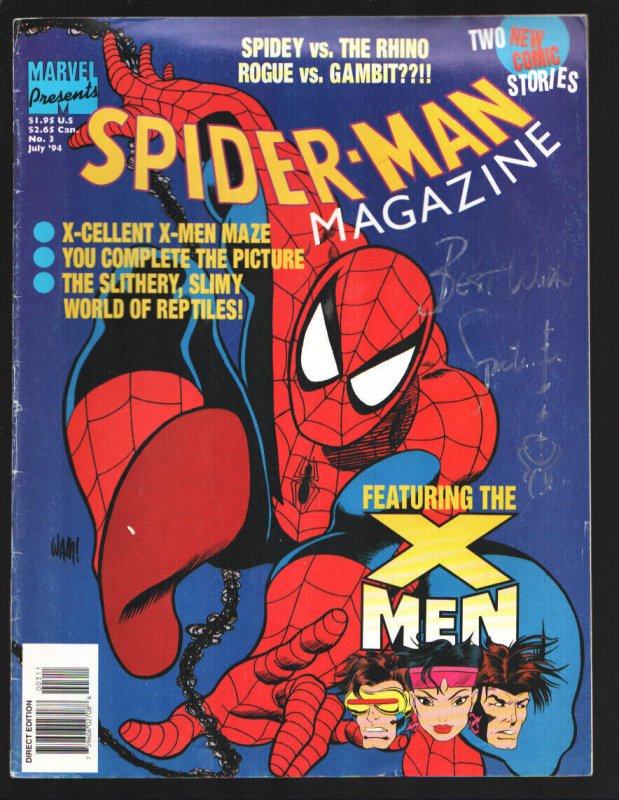 Spider-Man Magazine #3 1994-Autographed on cover by Spider-man-X-men story-Do...