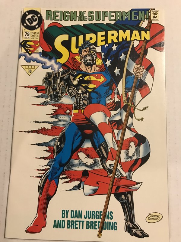 Superman #79 : DC 7/93 NM; Cyborg Superman Flag Cover, Dan Jurgens