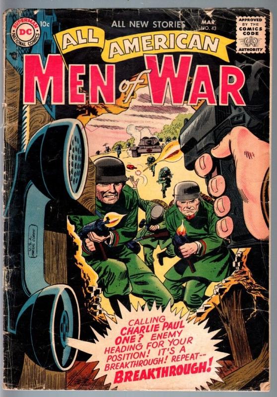 ALL AMERICAN MEN OF WAR #43-1957-WWII-DC-SILVER AGE G