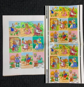 STICKER SHEET Cute Rabbits in 9-Panels 8x9.5 Greeting Card Art #5117