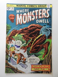 Where Monsters Dwell #36 (1975) VG Condition ink fc