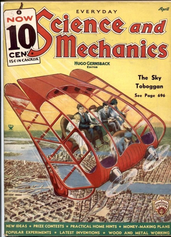 Everyday Science & Mechanics 4/1935-Frank R Paul- Sky Toboggan