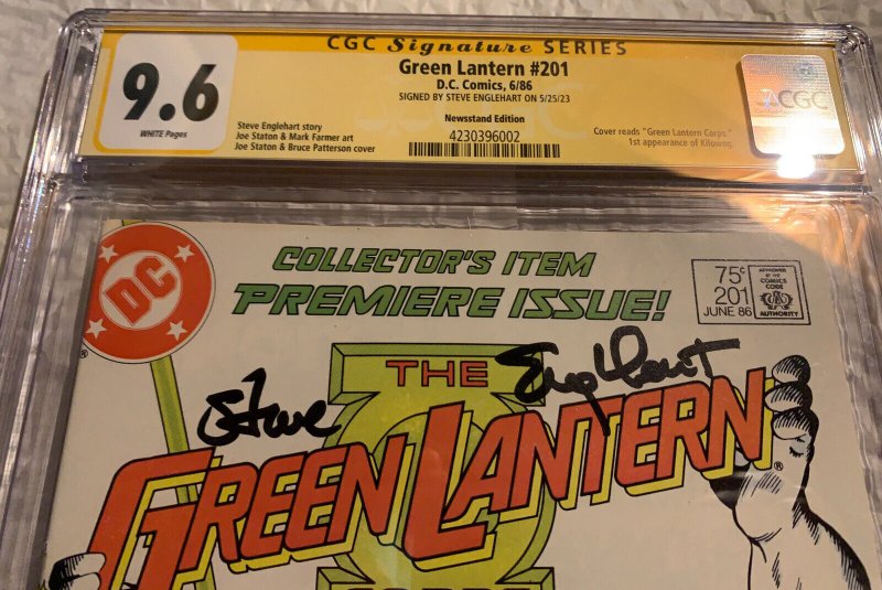 1ST KILOWOG! Green Lantern Corps #201 NEWSSTAND SIGNED CGC 9.6 NM+ Variant DCU