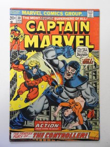 Captain Marvel #30 (1974) FN Condition! moisture stain, overspray