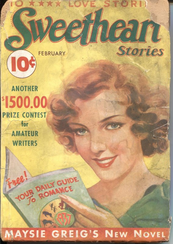 SWEETHEART STORIES-1937 FEB-REDHEAD ON COVER-SPICY PULP-RARE-NEW COLLECTION 