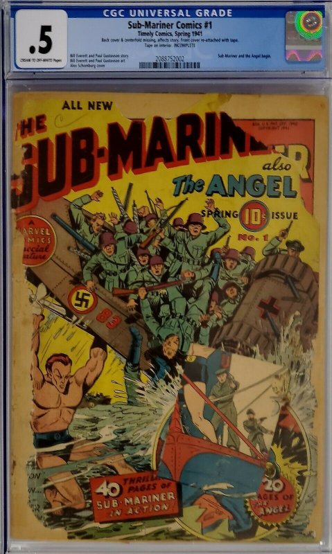 SUB-MARINER COMICS #1 CGC .5 GOLDEN AGE TIMELY