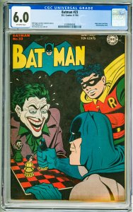Batman #23 (1944) CGC 6.0! OW Pages! Joker Cover!