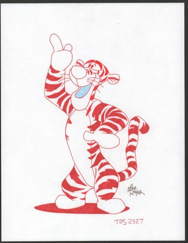 Winnie-the-Pooh Disney Red Ink Drawing - Tigger the Tiger TDS 2327 by Mike Royer