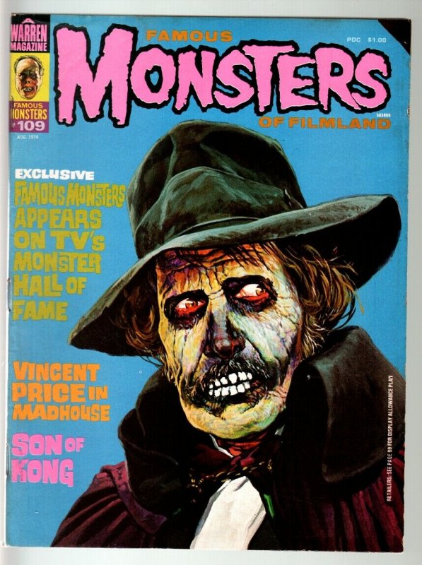 FAMOUS MONSTERS OF FILMLAND #109-VINCENT PRICE-SON OF KONG-BORIS KARLOFF-19 VG