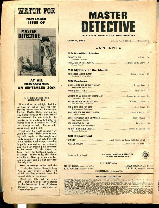 Master Detective 10/1958-MacFadden-Rudi Nappi cover-30¢ cover price-FR