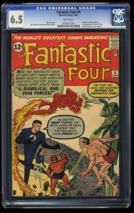 Fantastic Four #6 CGC FN+ 6.5 White Pages 2nd Doctor Doom!