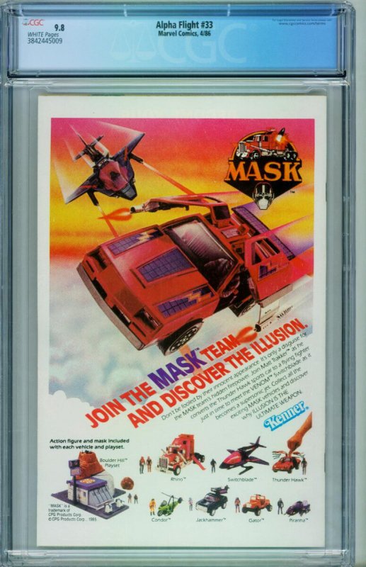 Alpha Flight #33  1986 - Marvel -CGC 9.8 - Comic Book-3842445009