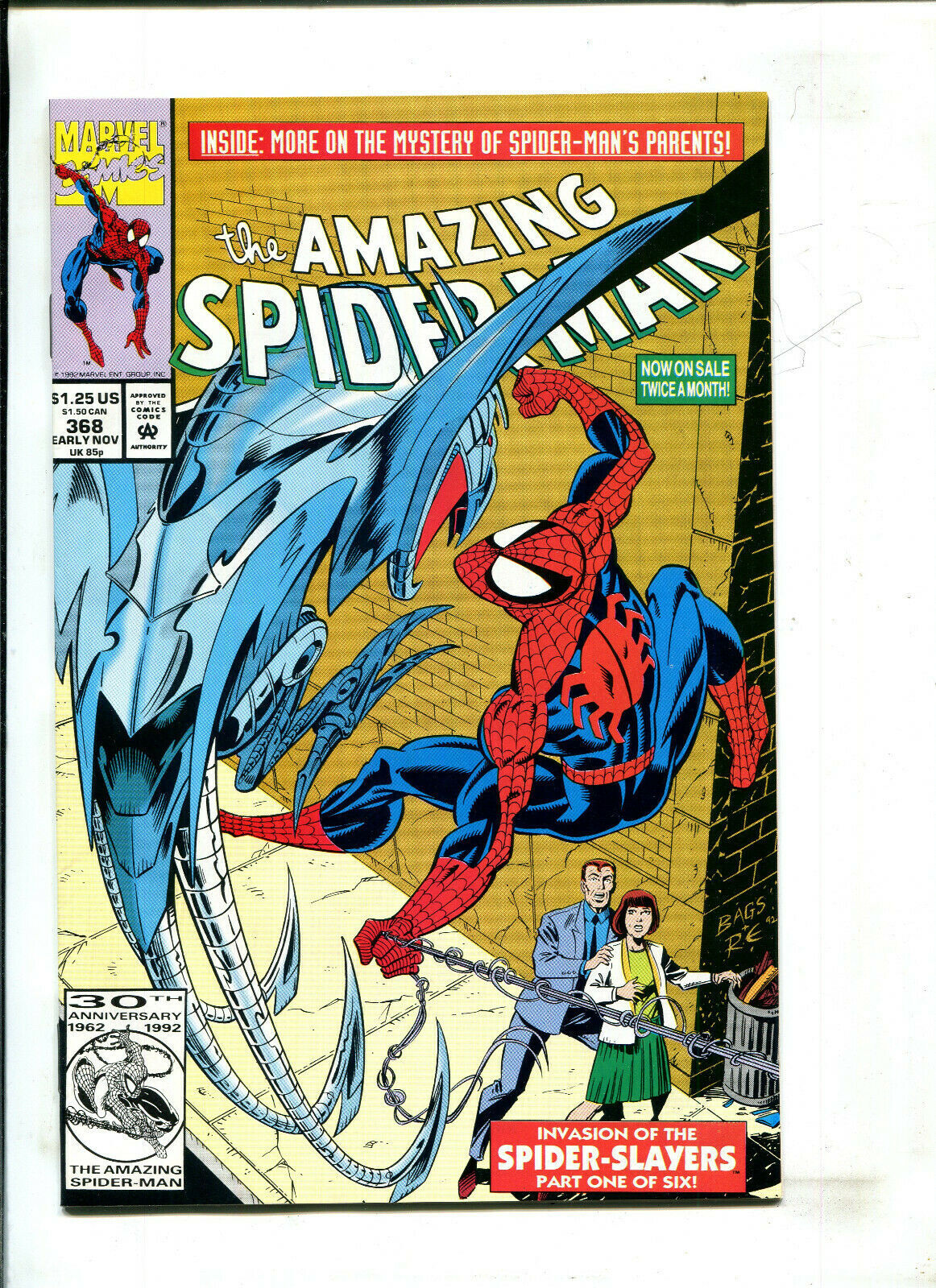 Amazing Spider Man 368 Direct Ed Invasion Of The Spider Slayers P1 92 1992 Comic Books 0001