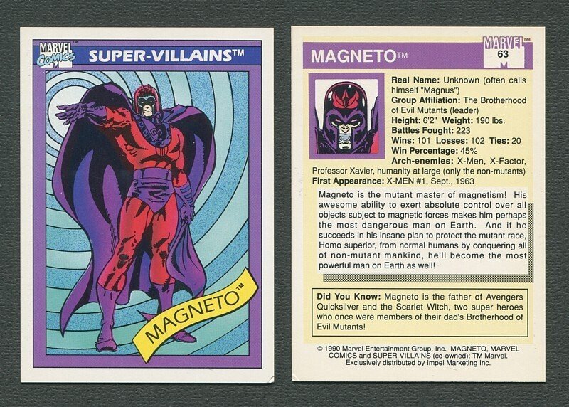 1990 Marvel Comics Card  #63  (Magneto)  NM-MT