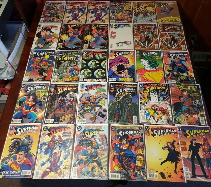 22 Lbs of 1990s & Later Superman DC comic books 117 bagged & boarded duplicates 