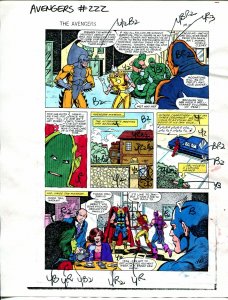 Avengers #222 1982 Hand Painted  Colorguide Page 15-Tiger Shark-Egg Head-Thor-VG