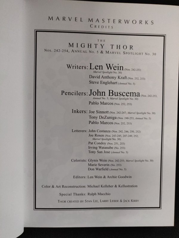 2016 Marvel Masterworks: The Mighty Thor Volume 15 - 1st printing HC OOP (9/9.2)