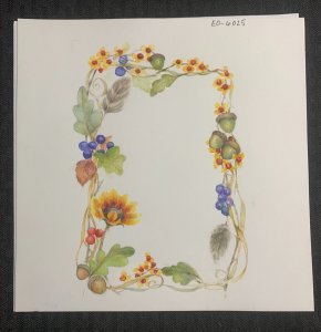 THANKFULNESS OF HEART Flower Berry Border 8x8 Greeting Card Art #6025 w/ 1 Card