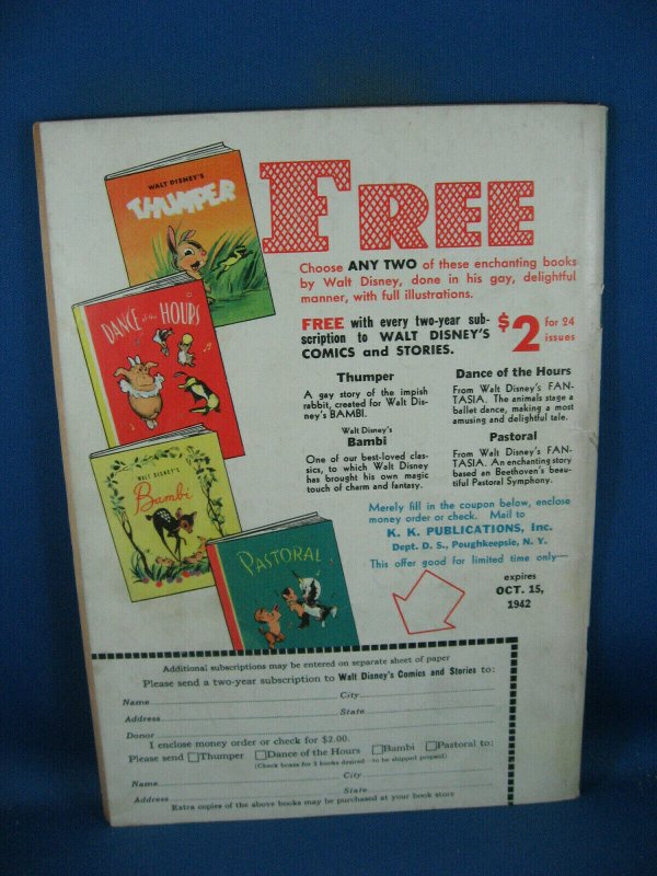 WALT DISNEY COMICS STORIES 24 F 1942 MICKEY MOUSE FLYING GAUCHITO