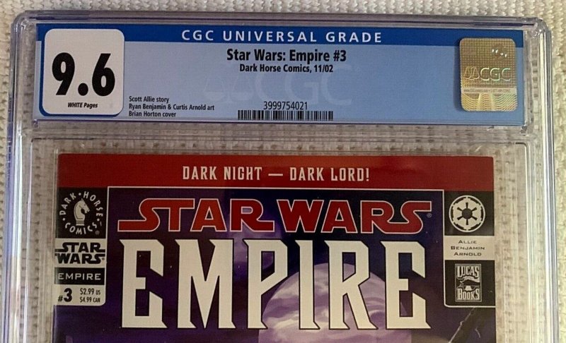 ?~DARK HORSE~STAR WARS EMPIRE #3~HORTON~DARTH VADER COVER~CGC 9.6~?