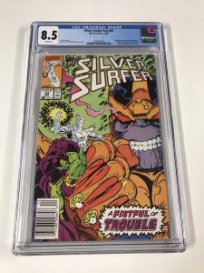 Silver Surfer 44 Cgc 8.5 White Pages Newsstand Edition Marvel