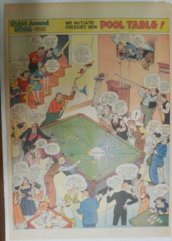 Right Around Home by Dudley Fisher Pool Table! from 11/3/1940 Size: 15 x 22 inch 