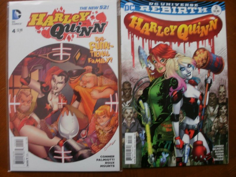 2 HARLEY QUINN Comic Book: #3 (DC Universe Rebirth) & #4 (The New 52)