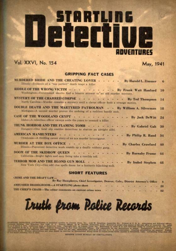 Startling Detective Adventures Magazine May 1941- true crime