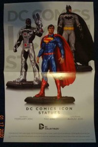 DC COMICS ICON STATUES Promo Poster, Superman Batman 11 x 17, 2013 DC Unused 516