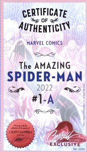 THE AMAZING SPIDER-MAN #1 (2022) J.SCOTT CAMPBELL SIGNED  7 COVERS SET W/COA NM.