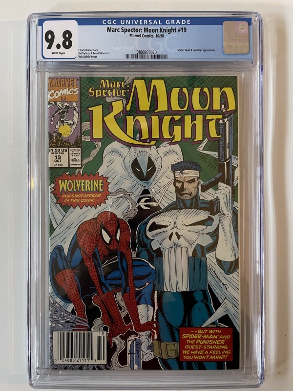 Marc Spector Moon Knight #19 CGC 9.8 1990 Spider-Man Punisher Cover!