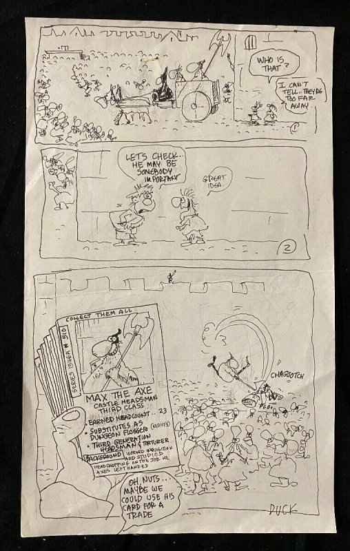 Duck Edwing Original comic gag art - MAD Magazine Max the Axe