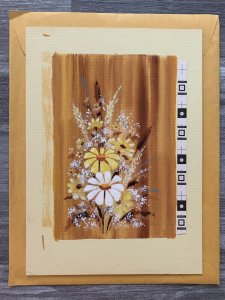 BIRTHDAY THOUGHTS White Yellow Flowers Cattails 7.5x10 Greeting Card Art B8849