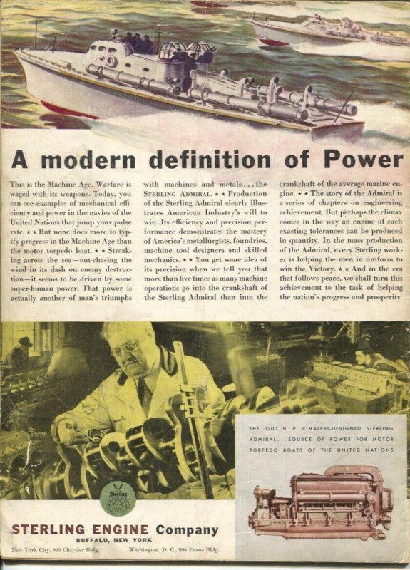 Sea Power 4/1943-McClelland Barclay cover art-war pix &info-rare-Desert Fox-G/VG