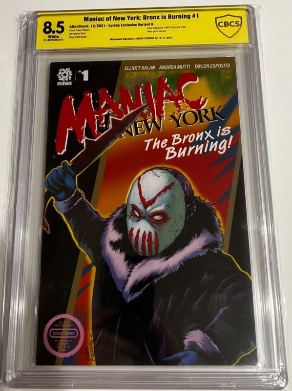 MANIAC OF NY BRONX IS BURNING GRADED 8.5 CBCS SIGNED BY JASON FLOWERS SET E3