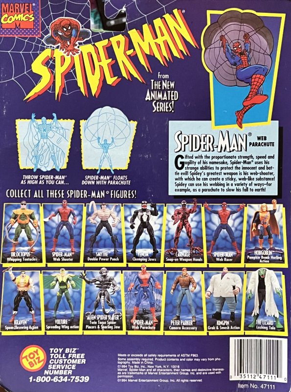 Spider-Man 1994 Web Parachute Action Figure NIB Toybiz | Comic Collectibles  - Figurines, Marvel, Spider-Man / HipComic