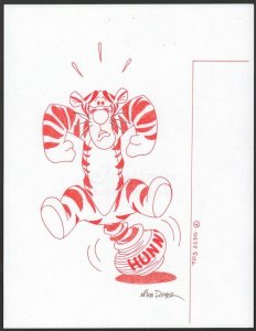 Winnie-the-Pooh Disney Red Ink Drawing - Tigger the Tiger 2230 A by Mike Royer