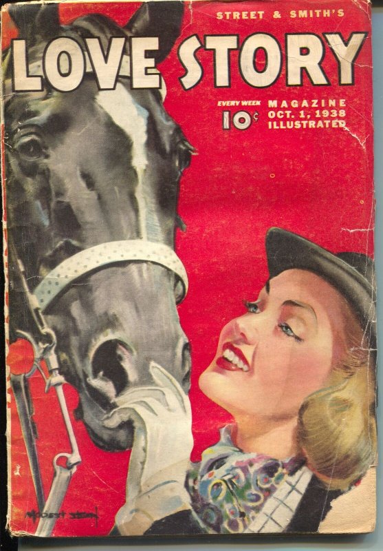 Love Story 10/1/1938-pulp romance-Modest Stein horse cover-G/VG