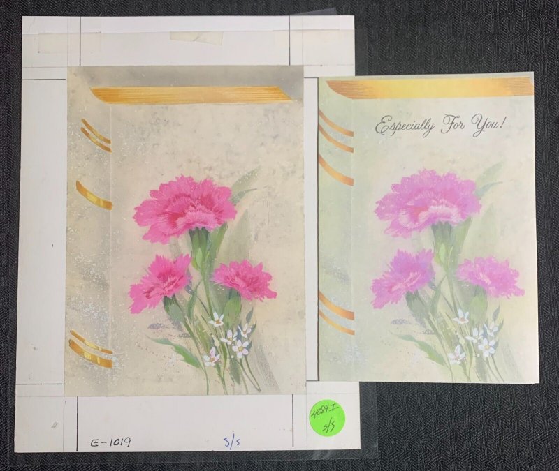 ESPECIALLY FOR YOU Pink White Flowers 7.5x9.5 Greeting Card Art #1019 w/ 8 Cards