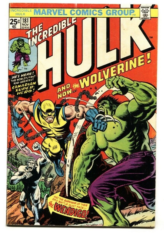 INCREDIBLE HULK #181 1974  1st Wolverine Key Issue Comic missing stamp 