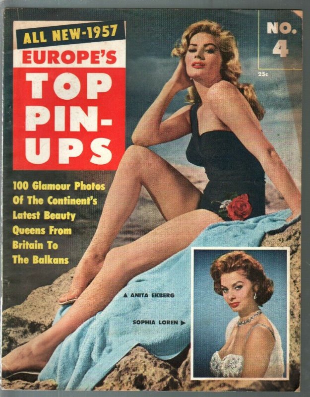 Europe's Top Pin-Ups 1957-Anita Ekberg-Sophia Loren-Joan Collins-VG