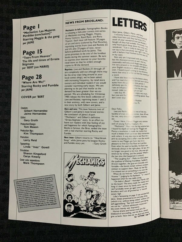 1992 LOVE AND ROCKETS #11 FN+ 6.5 Fantagraphics Books 2nd Printing