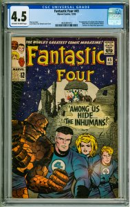 Fantastic Four #45 (1965) CGC 4.5! OWW Pages! 1st Appearance of the Inhumans!