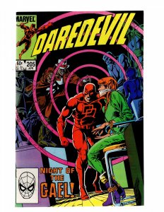 Daredevil #205 (1984) NIGHT OF THE GAEL!  / ID#373