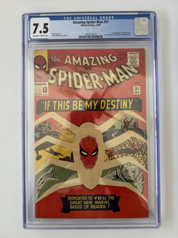The Amazing Spiderman #31 CGC 7.5 VF- 1st App Gwen Stacey Harry Osborn (1965)